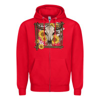 Red western bull skull Zipper Hoodie - MaliasSmallBusiness