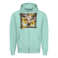 Seafoam western bull skull Zipper Hoodie - MaliasSmallBusiness