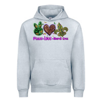 Heather Grey peace love mardi gras Urban Hoodie - BarkalooDesign