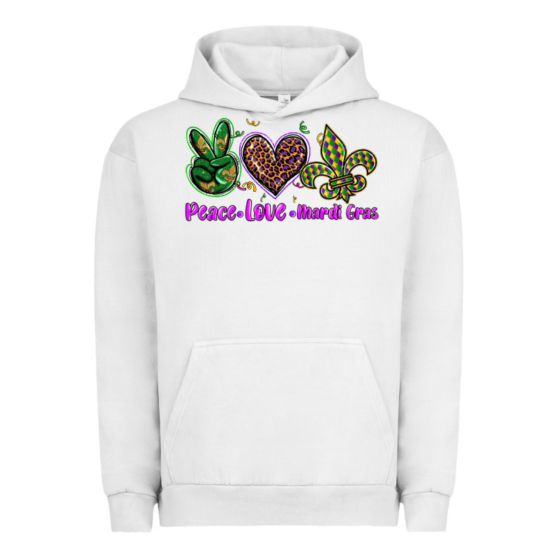 Peace Love Mardi Gras Urban Hoodie by BarkalooDesign | Teevron