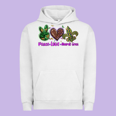 Peace Love Mardi Gras Urban Hoodie Designed By Barkaloodesign