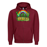 Burgundy lucky charm Zipper Hoodie - MaliasSmallBusiness