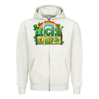 Oatmeal Heather lucky charm Zipper Hoodie - MaliasSmallBusiness