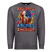 Charcoal Heather America skeleton 4th of july Premium Sweatshirt - CowGirlArtShop