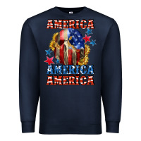 Navy America skeleton 4th of july Premium Sweatshirt - CowGirlArtShop