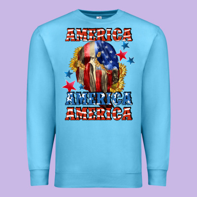 America Skeleton 4th Of July Premium Sweatshirt Designed By Cowgirlartshop