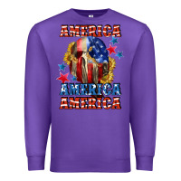Purple America skeleton 4th of july Premium Sweatshirt - CowGirlArtShop