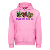 Fuchsia Pink peace love mardi gras Urban Hoodie - BarkalooDesign