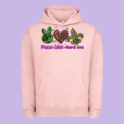 Peace Love Mardi Gras Urban Hoodie Designed By Barkaloodesign