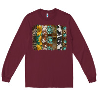 Burgundy western handdrawn patterns brushstrokes Long Sleeve Tee - BarkalooDesign