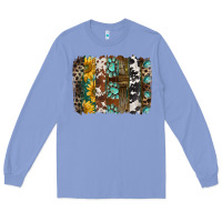 Colony Blue western handdrawn patterns brushstrokes Long Sleeve Tee - BarkalooDesign