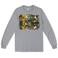Heather Grey western handdrawn patterns brushstrokes Long Sleeve Tee - BarkalooDesign