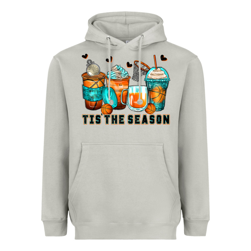 Tis' The Season Basketball Coffee Cups Heavyweight Hoodie by Zillion Design Studio | Teevron