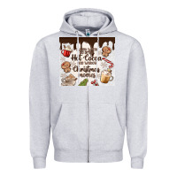 Heather Grey i just want to drink hot cocoa Zipper Hoodie - MaliasSmallBusiness