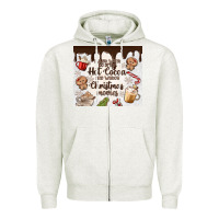 Oatmeal Heather i just want to drink hot cocoa Zipper Hoodie - MaliasSmallBusiness