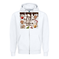 White i just want to drink hot cocoa Zipper Hoodie - MaliasSmallBusiness