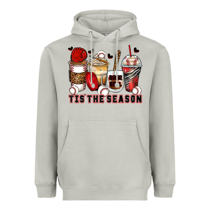 Tis' The Season Baseball Coffee Cups Heavyweight Hoodie by Zillion Design Studio | Teevron