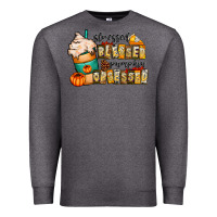 Charcoal Heather stressed blessed pumpkin obsessed Premium Sweatshirt - CowhideDigitalArt