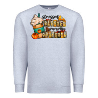 Heather Grey stressed blessed pumpkin obsessed Premium Sweatshirt - CowhideDigitalArt