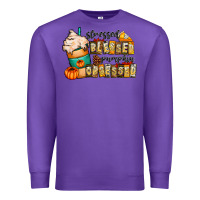 Purple stressed blessed pumpkin obsessed Premium Sweatshirt - CowhideDigitalArt