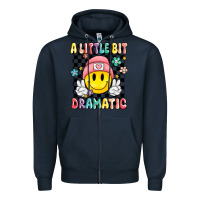 Navy a little bit dramatic Zipper Hoodie - MaliasSmallBusiness