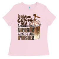 Bubblegum Pink iced coffee because my sarcasm needs to stay hydrated Ladies Tee - BarkalooDesign