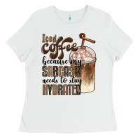 White iced coffee because my sarcasm needs to stay hydrated Ladies Tee - BarkalooDesign