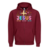 Burgundy jesus the way the truth the life Zipper Hoodie - MaliasSmallBusiness