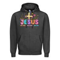 Charcoal Heather jesus the way the truth the life Zipper Hoodie - MaliasSmallBusiness