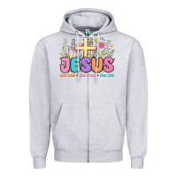 Heather Grey jesus the way the truth the life Zipper Hoodie - MaliasSmallBusiness