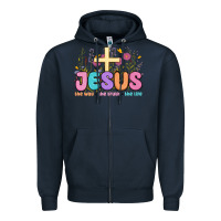 Navy jesus the way the truth the life Zipper Hoodie - MaliasSmallBusiness