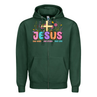 Sports Green jesus the way the truth the life Zipper Hoodie - MaliasSmallBusiness