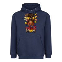 Navy softball mom afro messy bun Heavyweight Hoodie - texasbilliewilder