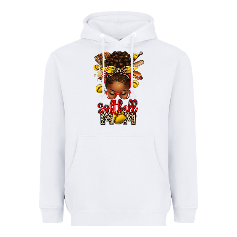 Softball Mom Afro Messy Bun Heavyweight Hoodie by texasbilliewilder | Teevron