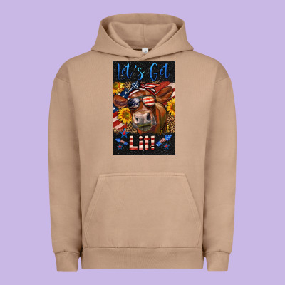 Western Let's Get Lit Cow Urban Hoodie Designed By Lillyallendesigns