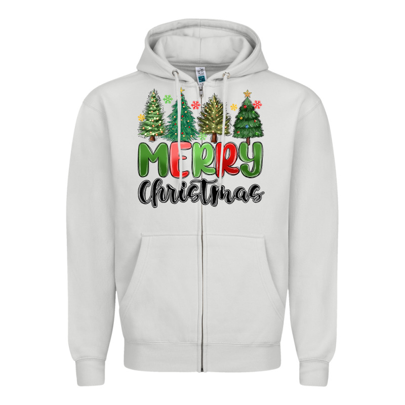 Merry Christmas Trees Zipper Hoodie by MaliasSmallBusiness | Teevron