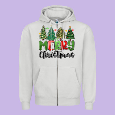 Zipper Hoodie merry christmas trees