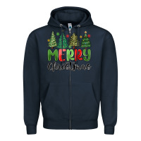 Navy merry christmas trees Zipper Hoodie - MaliasSmallBusiness