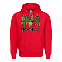 Red merry christmas trees Zipper Hoodie - MaliasSmallBusiness