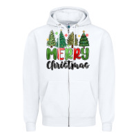 White merry christmas trees Zipper Hoodie - MaliasSmallBusiness