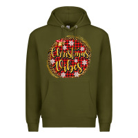 Army Green christmas vibes Premium Hoodie - AdoDesignShop