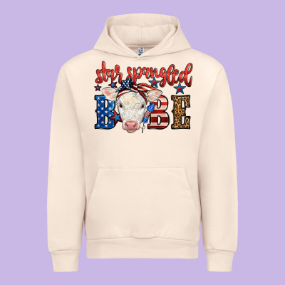 Western Star Spangled Baby Cow Urban Hoodie Designed By Lillyallendesigns