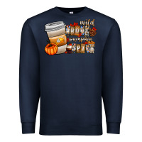 Navy wild about pumpkin spice Premium Sweatshirt - CowhideDigitalArt