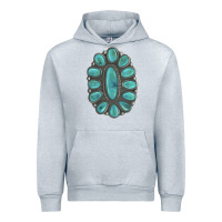 Heather Grey Turquoise Gemstone Jewelry Urban Hoodie - LillyAllenDesigns