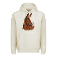 Oatmeal Heather horse portrait Premium Hoodie - Artiststas