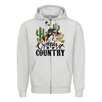Dove Grey creepin it country rodeo Zipper Hoodie - MaliasSmallBusiness