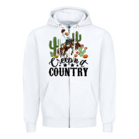 White creepin it country rodeo Zipper Hoodie - MaliasSmallBusiness