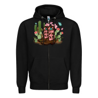 Black cowboy boots with cactus Zipper Hoodie - MaliasSmallBusiness