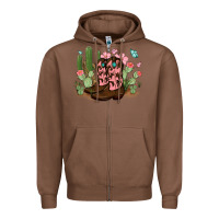 Chestnut cowboy boots with cactus Zipper Hoodie - MaliasSmallBusiness