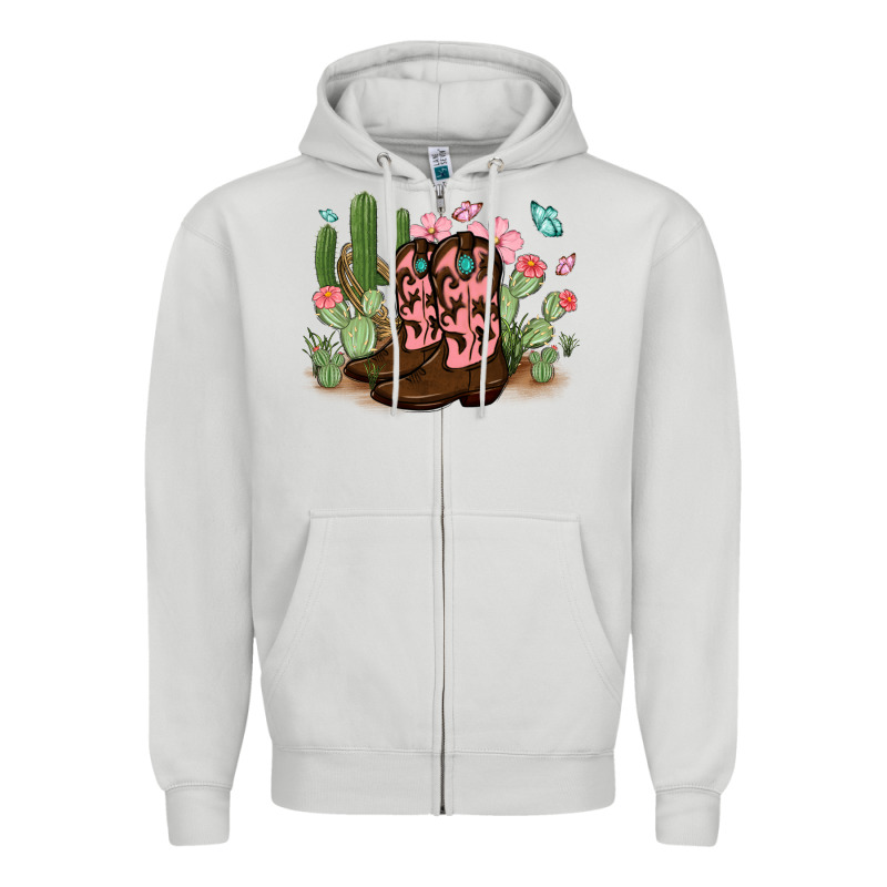 Cowboy Boots With Cactus Zipper Hoodie by MaliasSmallBusiness | Teevron